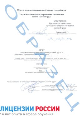 Образец отчета Александровск Проведение специальной оценки условий труда
